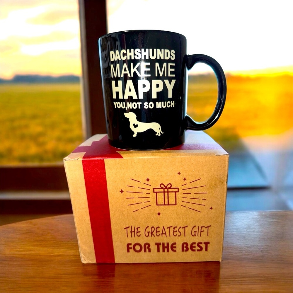 NEW 11 oz Dachshund Black Coffee Mug